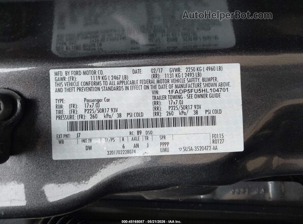 1FADP5FU5HL104701 2017 FORD C-MAX ENERGI Silver Engine compartment view