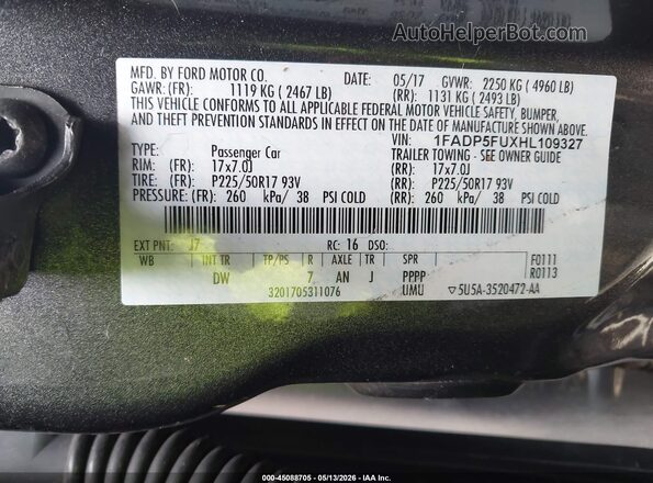 1FADP5FUXHL109327 2017 FORD C-MAX ENERGI Серый Вид подкапотного пространства
