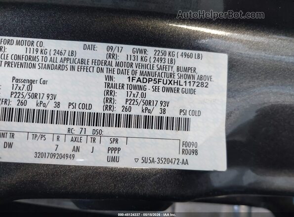 1FADP5FUXHL117282 2017 FORD C-MAX ENERGI Gray Engine compartment view