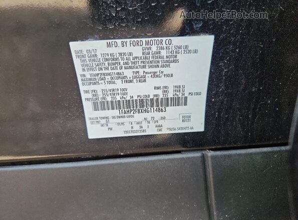 1FAHP2F8XHG114863 2017 FORD TAURUS Black 