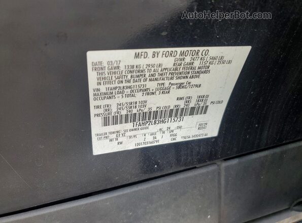 1FAHP2L83HG115731 2017 FORD TAURUS Black 