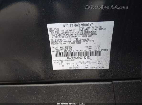 1FAHP2MK1GG122525 2016 FORD POLICE INTERCEPTOR Black Вид підкапотного простору