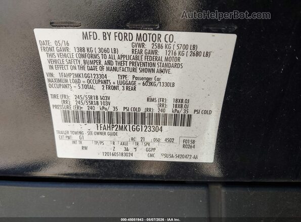 1FAHP2MK1GG123304 2016 FORD POLICE INTERCEPTOR Black ძრავის განყოფილების ხედი