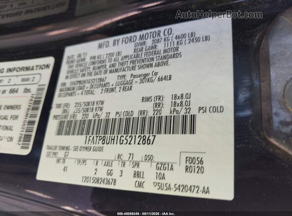 1FATP8UH1G5212867 2016 FORD MUSTANG Black Engine compartment view