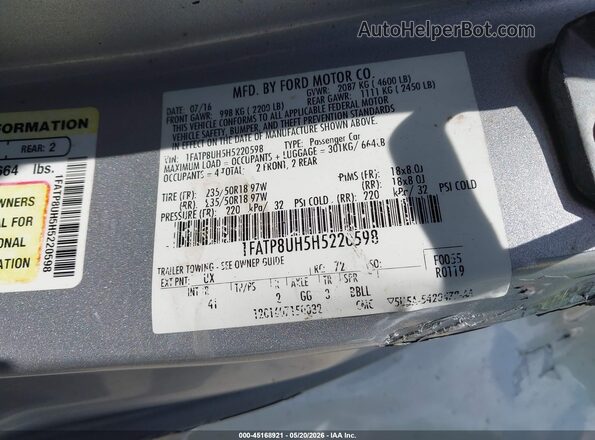 1FATP8UH5H5220598 2017 FORD MUSTANG Silver 