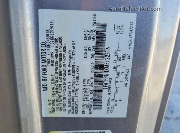 1FATP8UHXM5122516 2021 FORD MUSTANG Gray Vista del compartimento del motor
