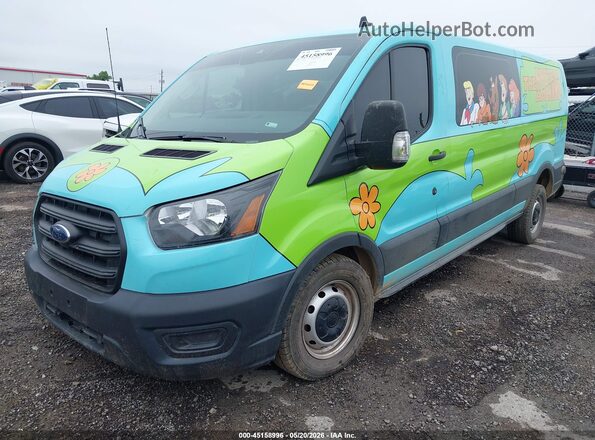 1FBAX2Y85LKB66243 2020 FORD TRANSIT-350 Turquoise წინა მარცხენა ხედი სამი მეოთხედიდან