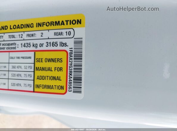 1FBAX2YG3RKA48563 2024 FORD TRANSIT-350 White ძრავის განყოფილების ხედი