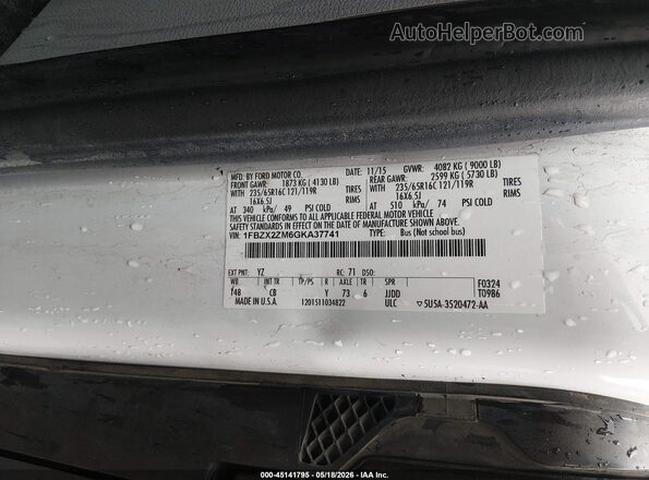 1FBZX2ZM6GKA37741 2016 FORD TRANSIT-350 White Շարժիչի բաժամունքի տեսք