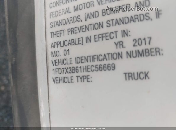1FD7X3B61HEC56669 2017 FORD F350 White 