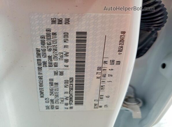 1FD8W3HT7SEC61628 2025 FORD F350 White VIN կոդի պիտակի տեսք