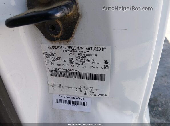1FDBF2A65GED02480 2016 FORD F-250 White Widok komory silnika