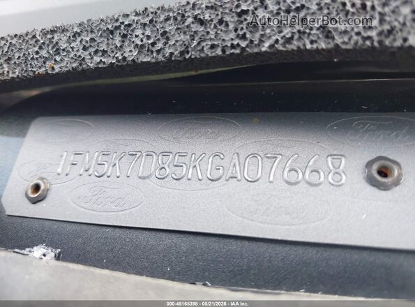 1FM5K7D85KGA07668 2019 FORD EXPLORER Gray Շարժիչի բաժամունքի տեսք