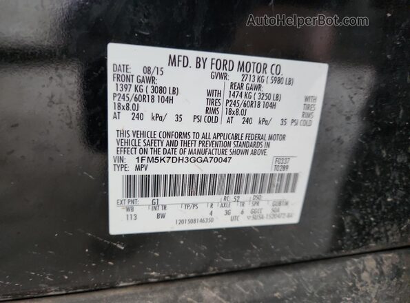 1FM5K7DH3GGA70047 2016 FORD EXPLORER Black 