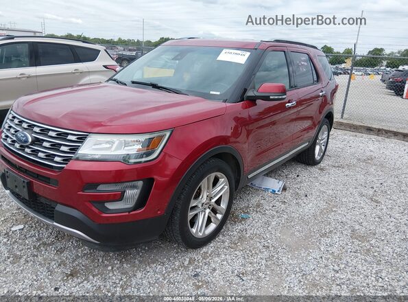 1FM5K7F80GGC39163 2016 FORD FORD EXPLORER Red წინა მარცხენა ხედი სამი მეოთხედიდან