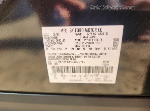 1FM5K7F81GGA79763 2016 FORD EXPLORER Black 