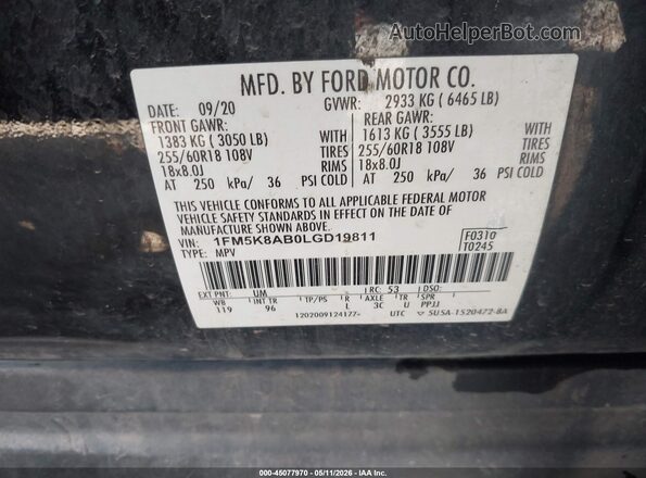 1FM5K8AB0LGD19811 2020 FORD POLICE INTERCEPTOR Black Engine compartment view