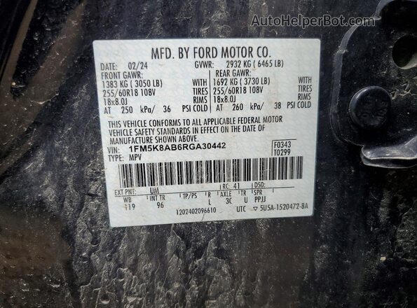 1FM5K8AB6RGA30442 2024 FORD EXPLORER Черный Вид подкапотного пространства