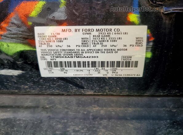 1FM5K8AB7MGA42303 2021 FORD EXPLORER Black 