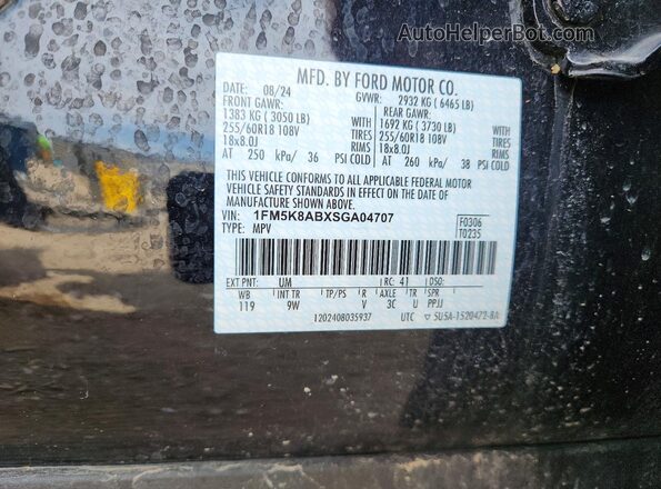 1FM5K8ABXSGA04707 2025 FORD EXPLORER Black Vista del compartimento del motor