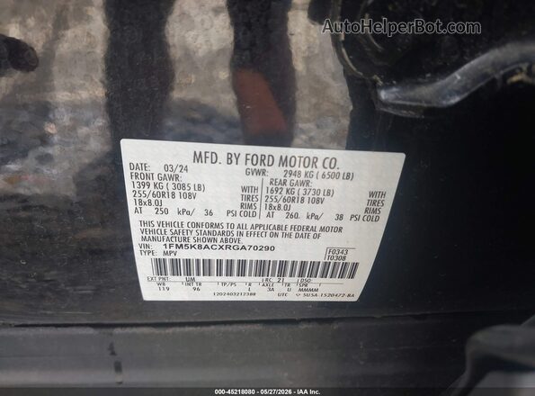 1FM5K8ACXRGA70290 2024 FORD POLICE INTERCEPTOR Black Vista del compartimento del motor