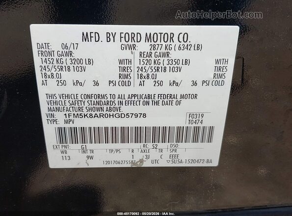 1FM5K8AR0HGD57978 2017 FORD UTILITY POLICE INTERCEPTOR Gold Widok komory silnika