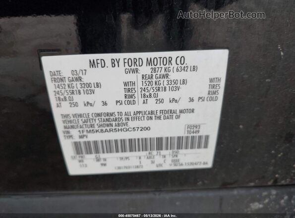 1FM5K8AR5HGC57200 2017 FORD UTILITY POLICE INTERCEPTOR Black Widok komory silnika