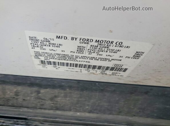 1FM5K8D82GGA37756 2016 FORD FORD EXPLORER Beige 