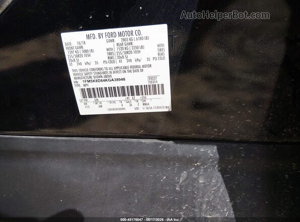 1FM5K8D84KGA38948 2019 FORD EXPLORER Черный Вид подкапотного пространства