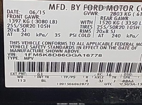 1FM5K8D86GGA16778 2016 FORD FORD EXPLORER Черный Вид подкапотного пространства
