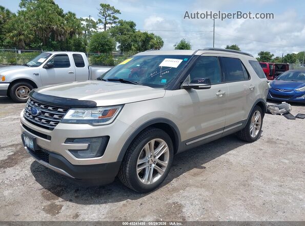 1FM5K8D89HGA52059 2017 FORD EXPLORER Beige წინა მარცხენა ხედი სამი მეოთხედიდან