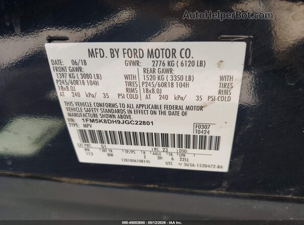 1FM5K8DH9JGC22801 2018 FORD EXPLORER Black Engine compartment view