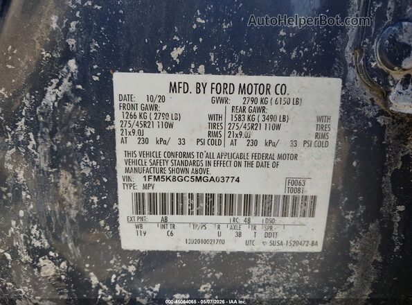 1FM5K8GC5MGA03774 2021 FORD FORD EXPLORER Blue 