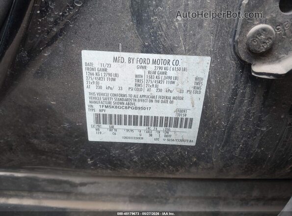 1FM5K8GC8PGB95017 2023 FORD EXPLORER Black ძრავის განყოფილების ხედი