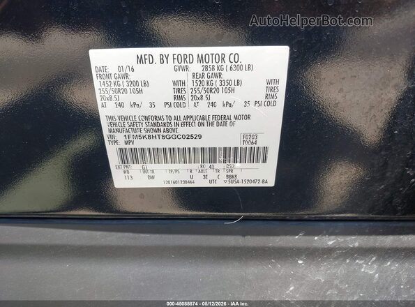 1FM5K8HT8GGC02529 2016 FORD EXPLORER Black Widok komory silnika
