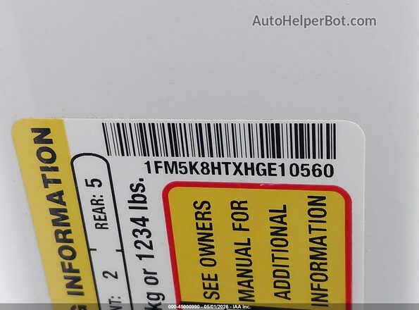 1FM5K8HTXHGE10560 2017 FORD FORD EXPLORER White 