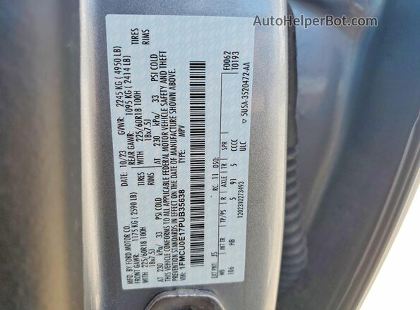 1FMCU0E17PUB35638 2023 FORD ESCAPE Silver Widok komory silnika
