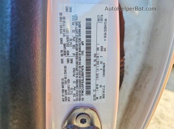 1FMCU0F63LUB97476 2020 FORD ESCAPE White 