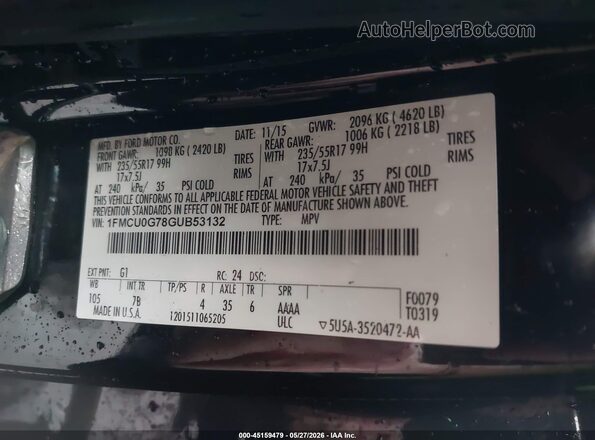1FMCU0G78GUB53132 2016 FORD ESCAPE Black Շարժիչի բաժամունքի տեսք