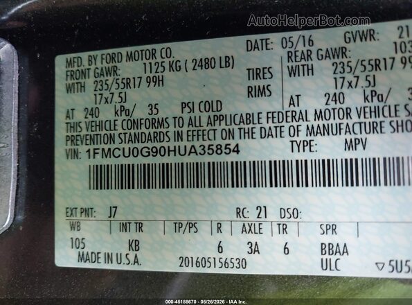 1FMCU0G90HUA35854 2017 FORD ESCAPE Gray Շարժիչի բաժամունքի տեսք