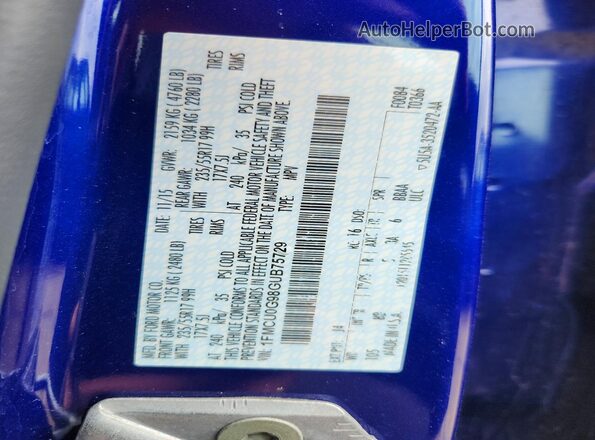 1FMCU0G98GUB75729 2016 FORD ESCAPE Blue 