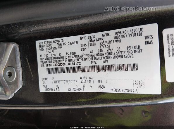 1FMCU0GD0HUD24172 2017 FORD ESCAPE Серый Вид подкапотного пространства