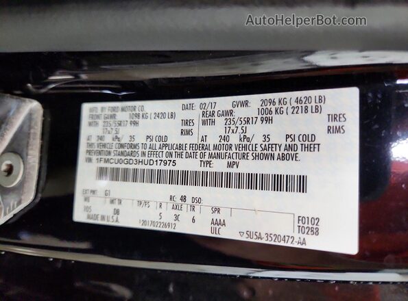 1FMCU0GD3HUD17975 2017 FORD ESCAPE Black 