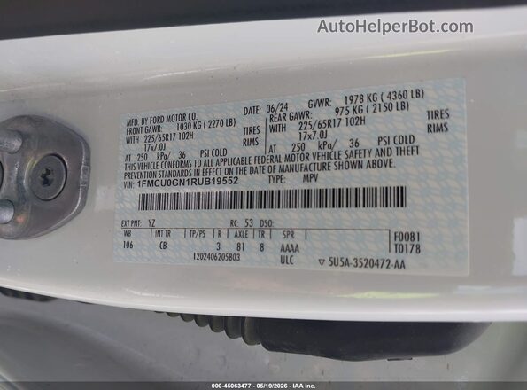 1FMCU0GN1RUB19552 2024 FORD ESCAPE Green Vista del compartimento del motor