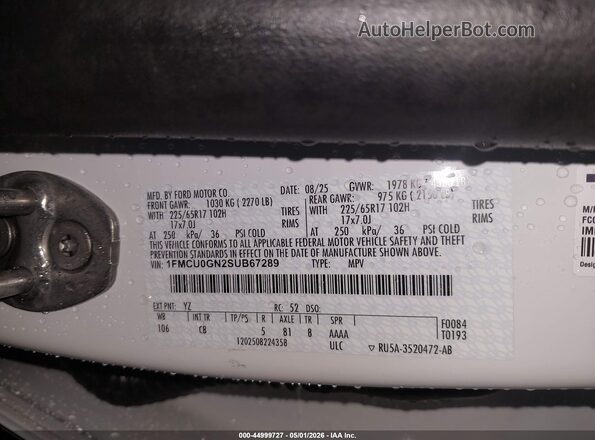 1FMCU0GN2SUB67289 2025 FORD ESCAPE White 