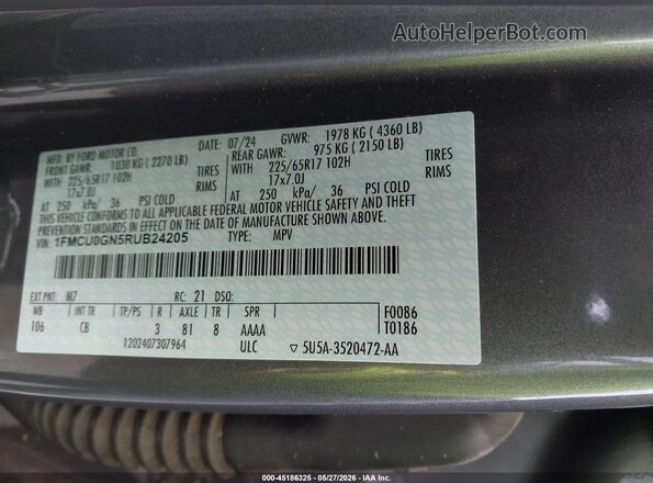 1FMCU0GN5RUB24205 2024 FORD ESCAPE Gray Вид підкапотного простору