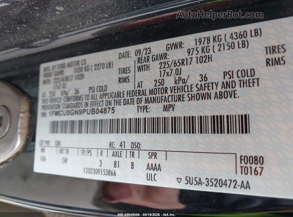 1FMCU0GN9PUB04875 2023 FORD ESCAPE Black 