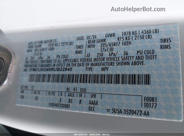 1FMCU0GN9RUB22845 2024 FORD ESCAPE White Շարժիչի բաժամունքի տեսք