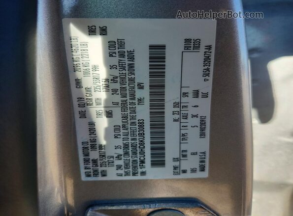 1FMCU0HD8KUB30883 2019 FORD ESCAPE Серебряный Вид наклейки с VIN-кодом