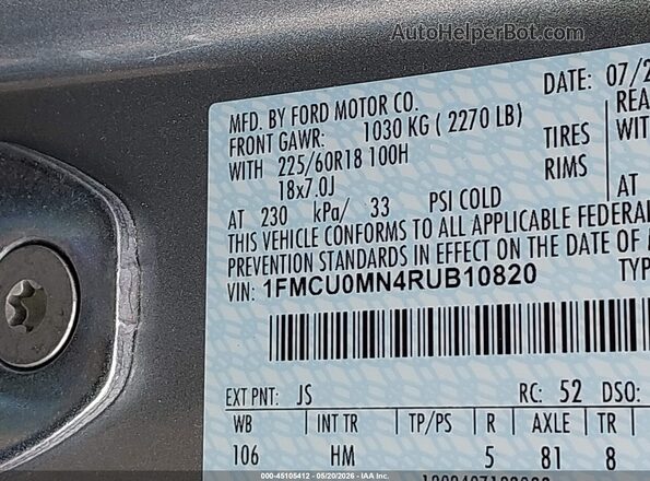 1FMCU0MN4RUB10820 2024 FORD ESCAPE Silver Շարժիչի բաժամունքի տեսք